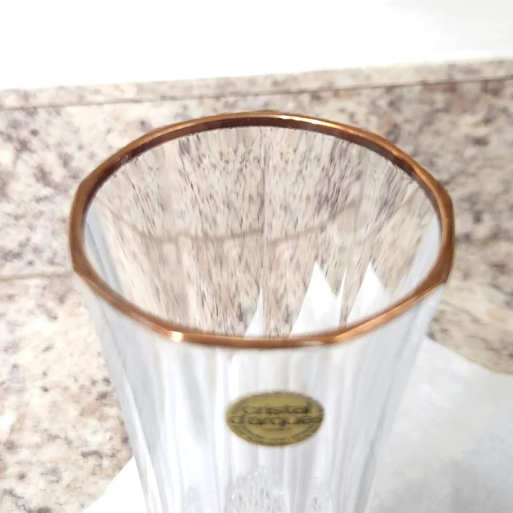 Cristal D'Arques Champagne Flutes with‎ Gold Rim set of 3